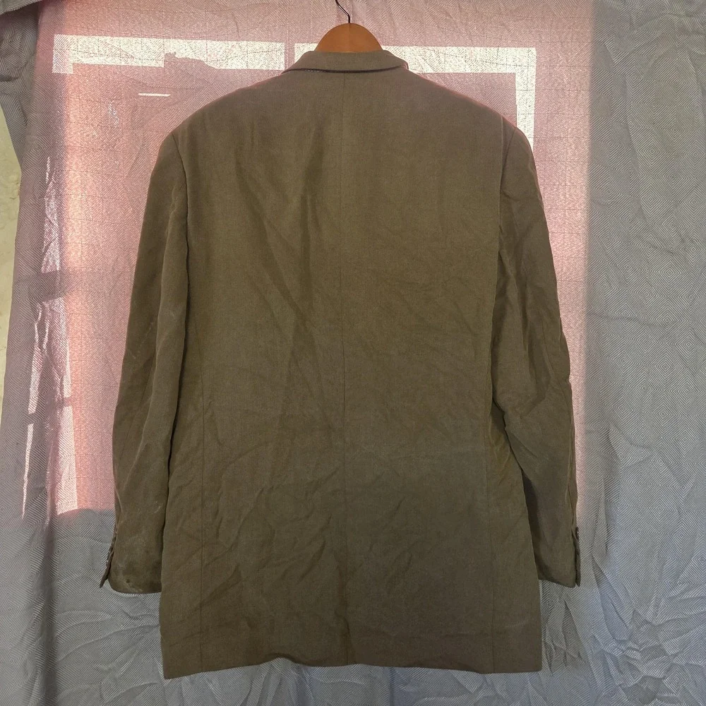 Alfani Blazer Mens 42 Long Beige Herringbone Two Button Sport Coat Jacket